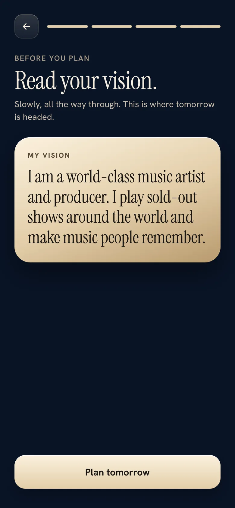 Before you plan: Read your vision.